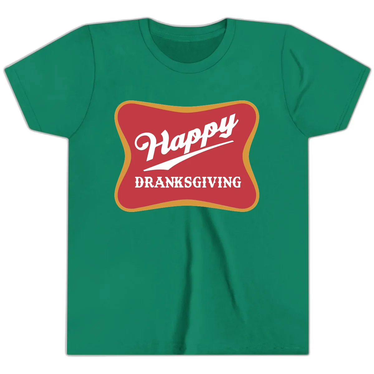 Happy Dranksgiving Holiday Design Youth T-Shirt in Kelly