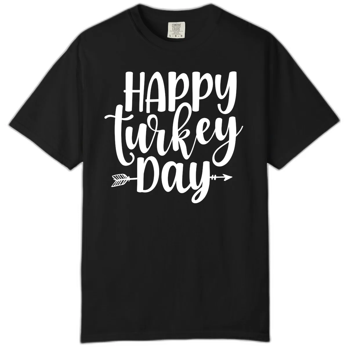Happy Turkey Day Script Lettering Comfort Color in Black