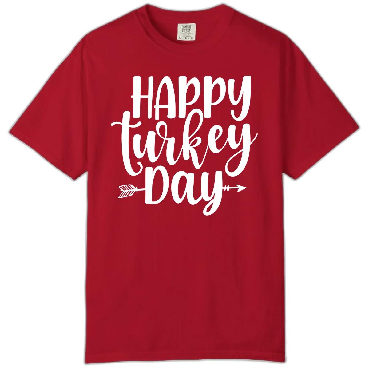 Happy Turkey Day Script Lettering Comfort Color in Red