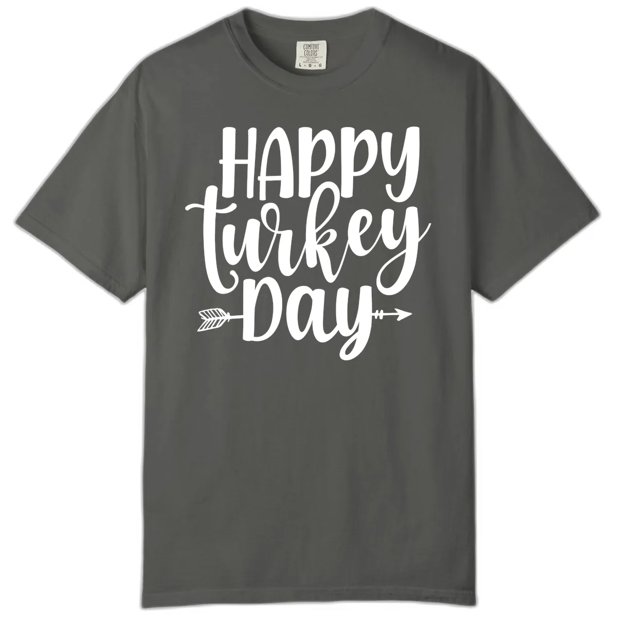 Happy Turkey Day Script Lettering Comfort Color in Pepper