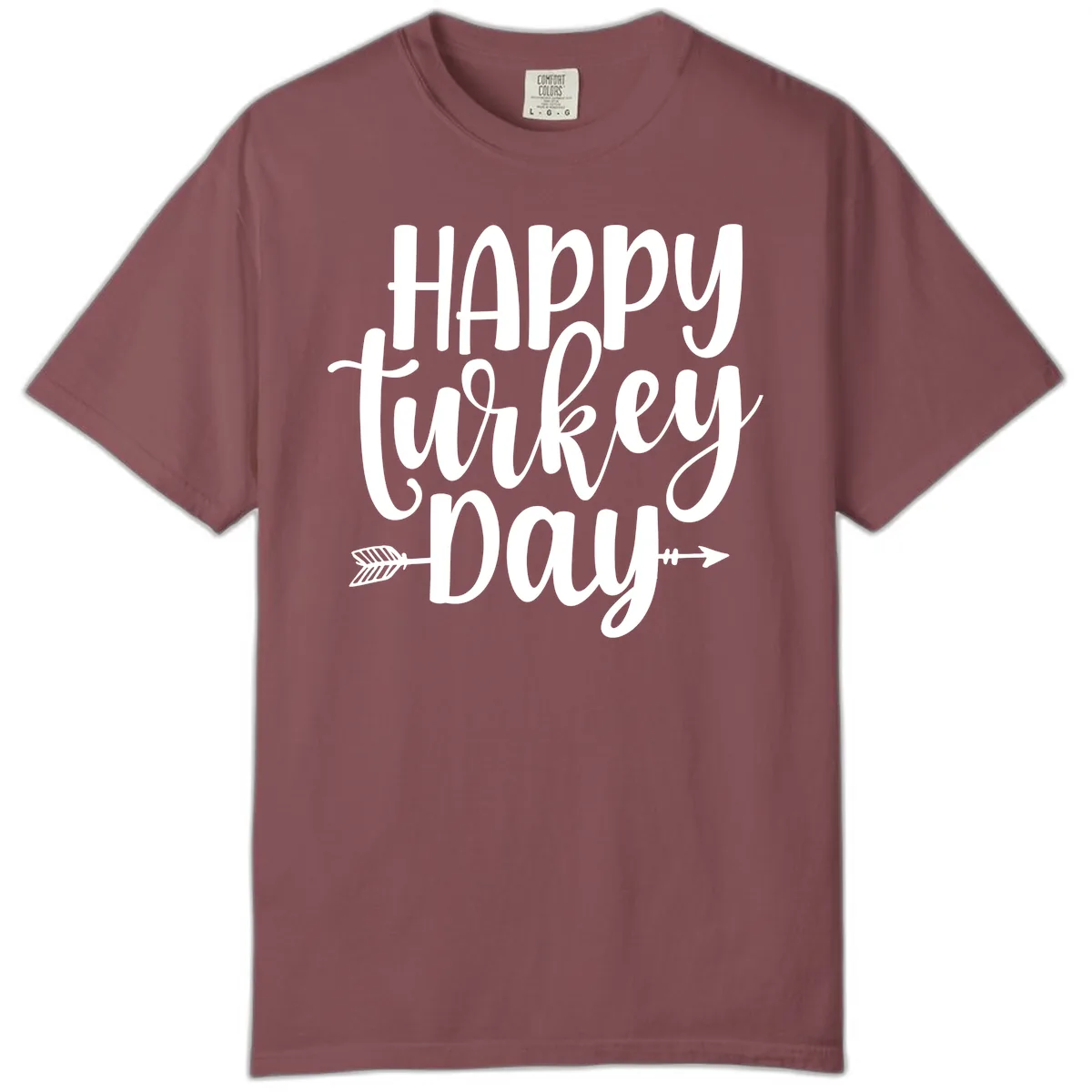 Happy Turkey Day Script Lettering Comfort Color in Brick