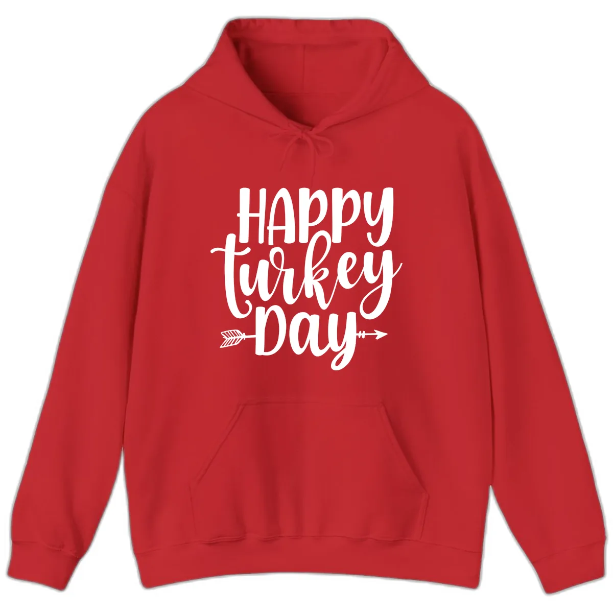 Happy Turkey Day Script Lettering Hoodie in Red