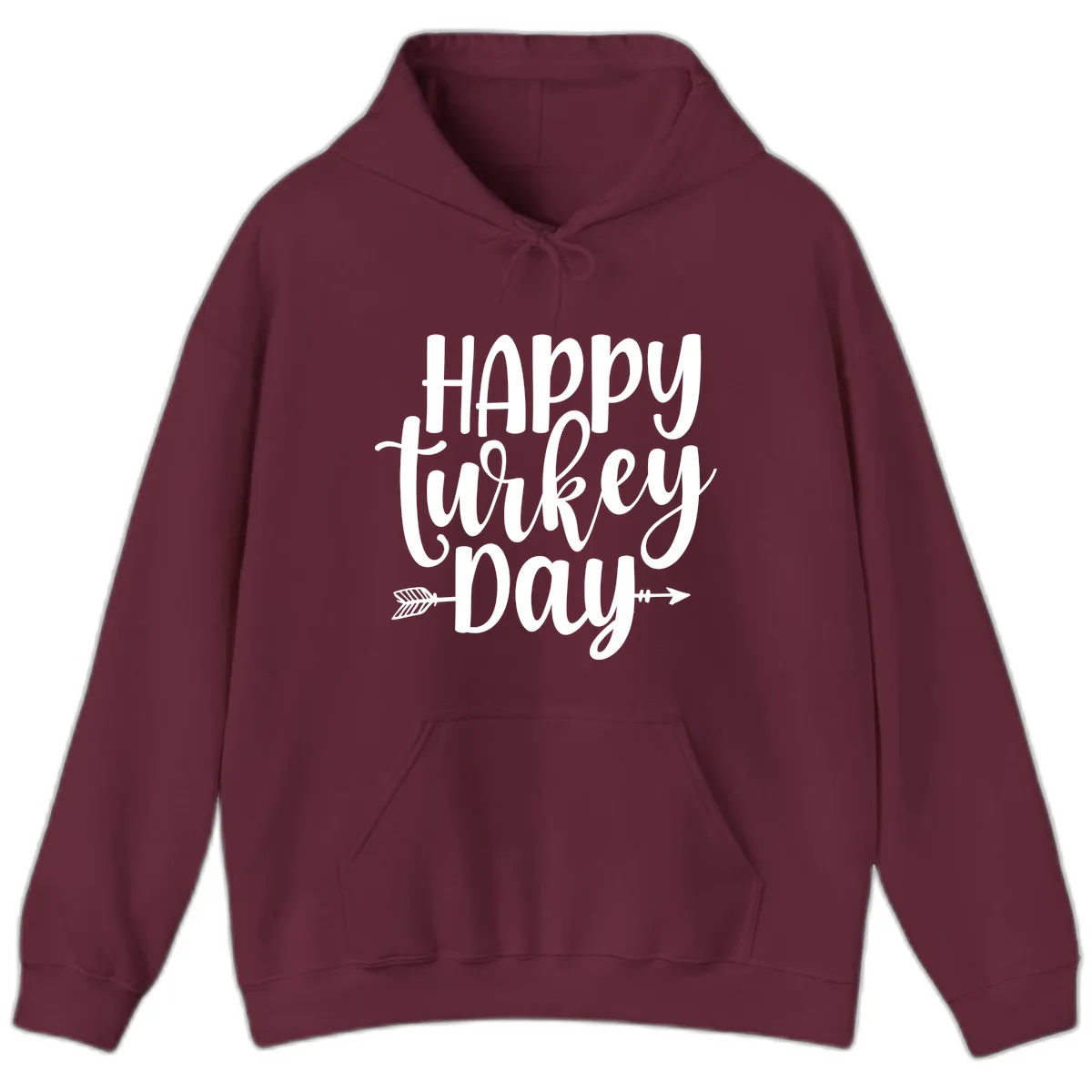 Happy Turkey Day Script Lettering Hoodie in Maroon
