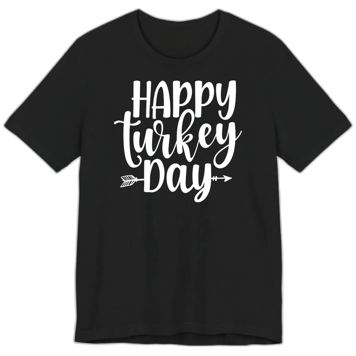 Happy Turkey Day Script Lettering Premium T-Shirt in Black