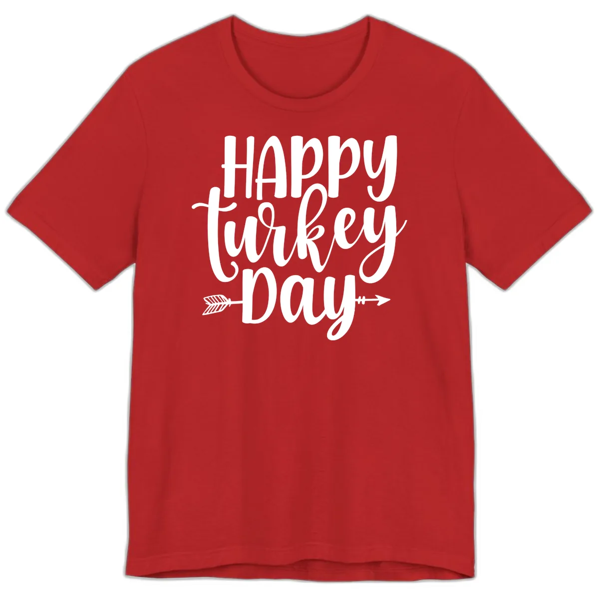 Happy Turkey Day Script Lettering Premium T-Shirt in Red