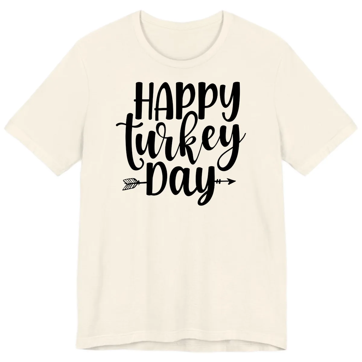 Happy Turkey Day Script Lettering Premium T-Shirt in Natural