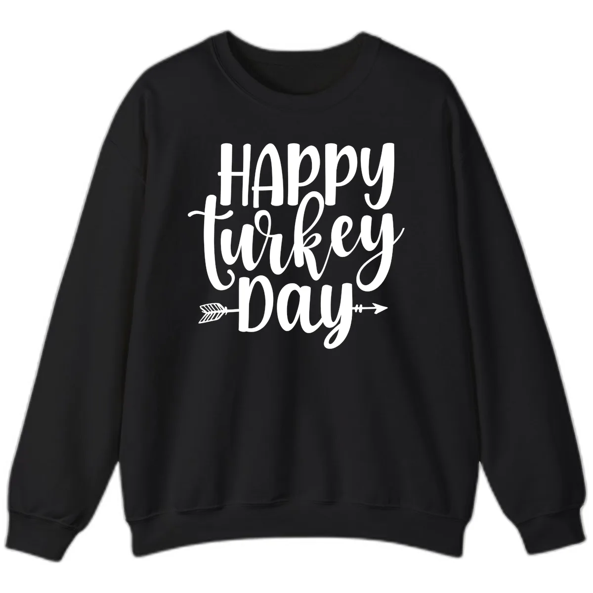 Happy Turkey Day Script Lettering Sweatshirt in Black