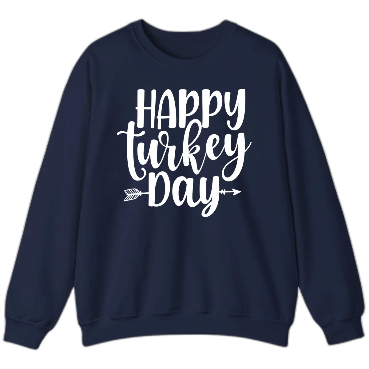Happy Turkey Day Script Lettering Sweatshirt in Navy