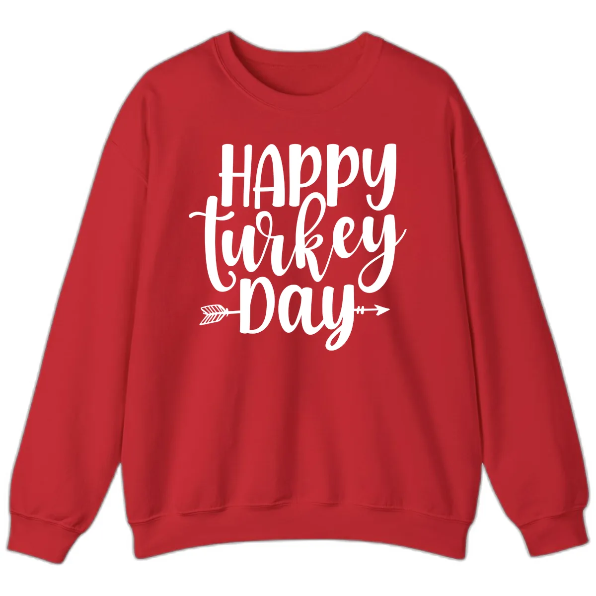 Happy Turkey Day Script Lettering Sweatshirt in Red