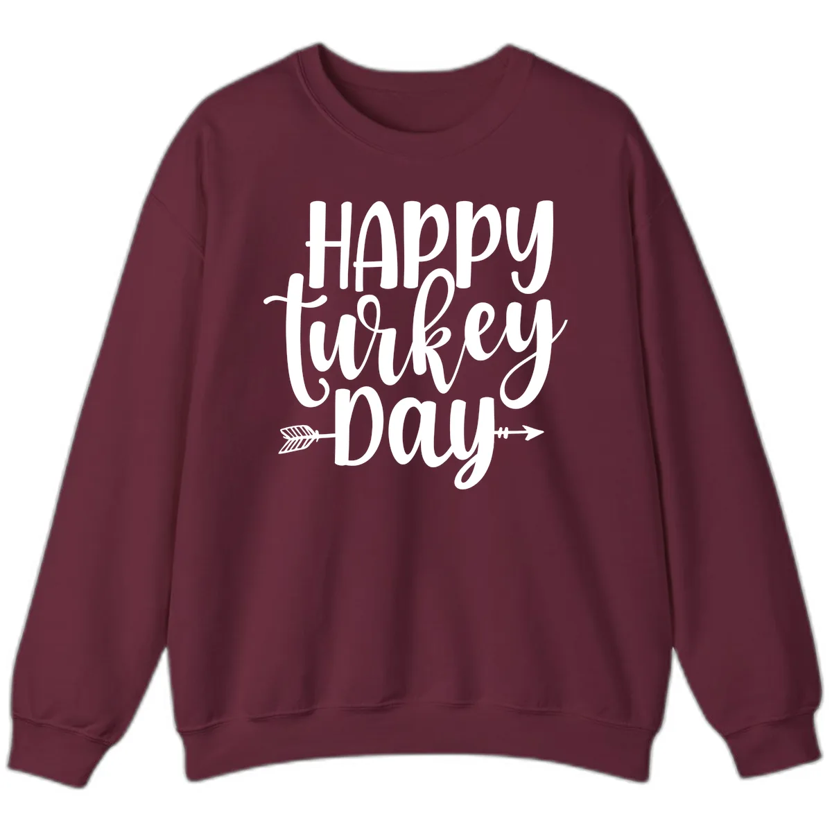 Happy Turkey Day Script Lettering Sweatshirt in Maroon