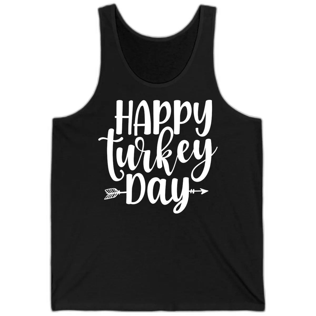Happy Turkey Day Script Lettering Tank in Black