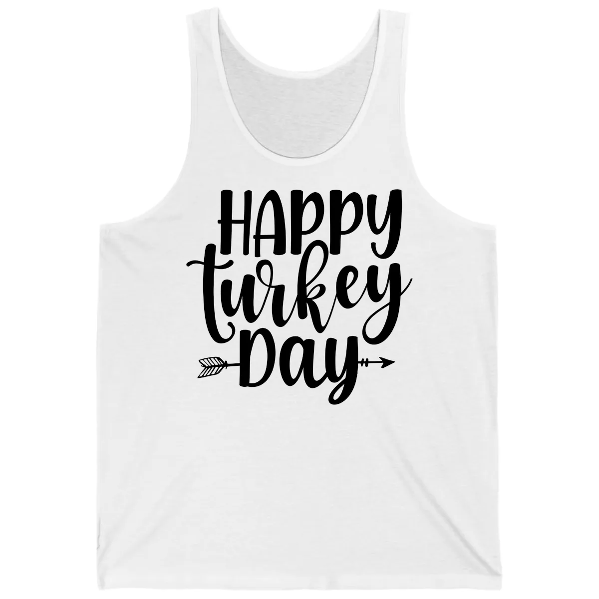 Happy Turkey Day Script Lettering Tank in White