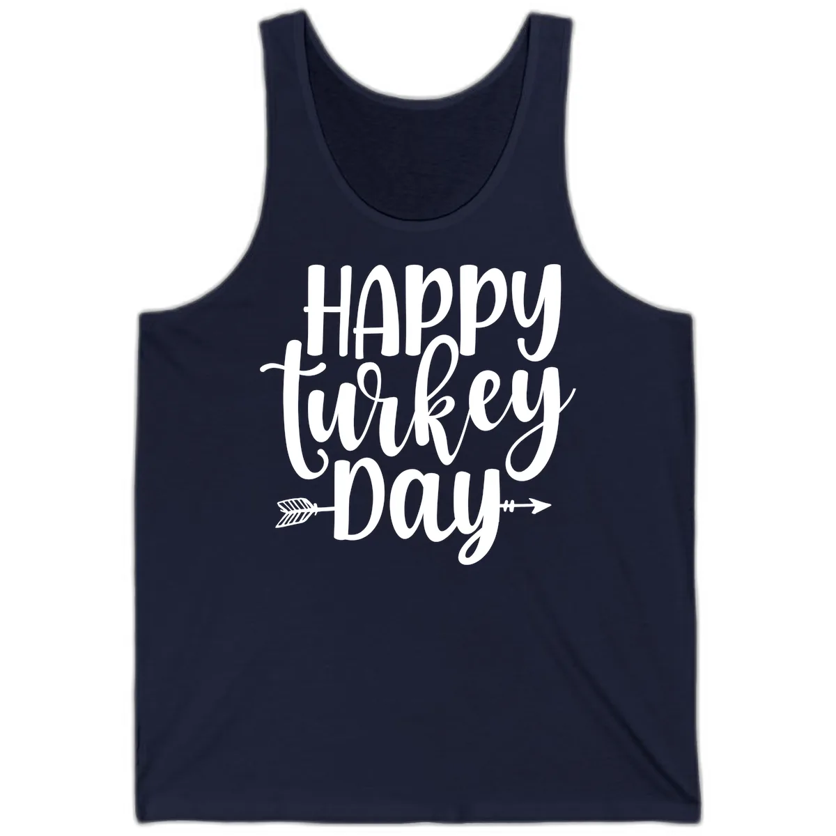 Happy Turkey Day Script Lettering Tank in Navy