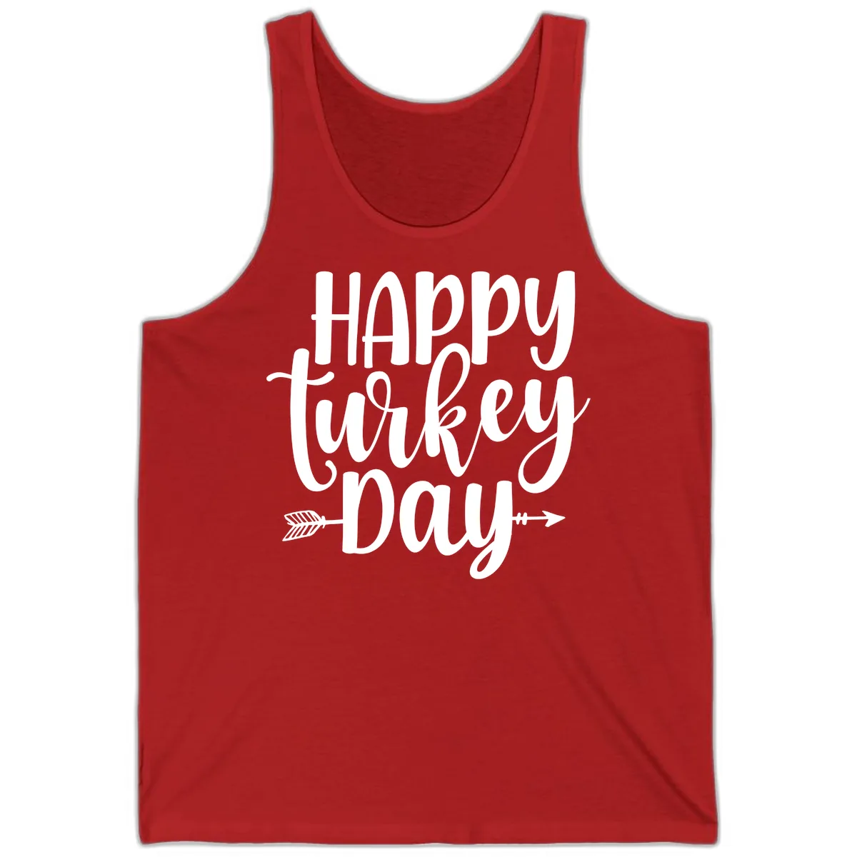 Happy Turkey Day Script Lettering Tank in Red