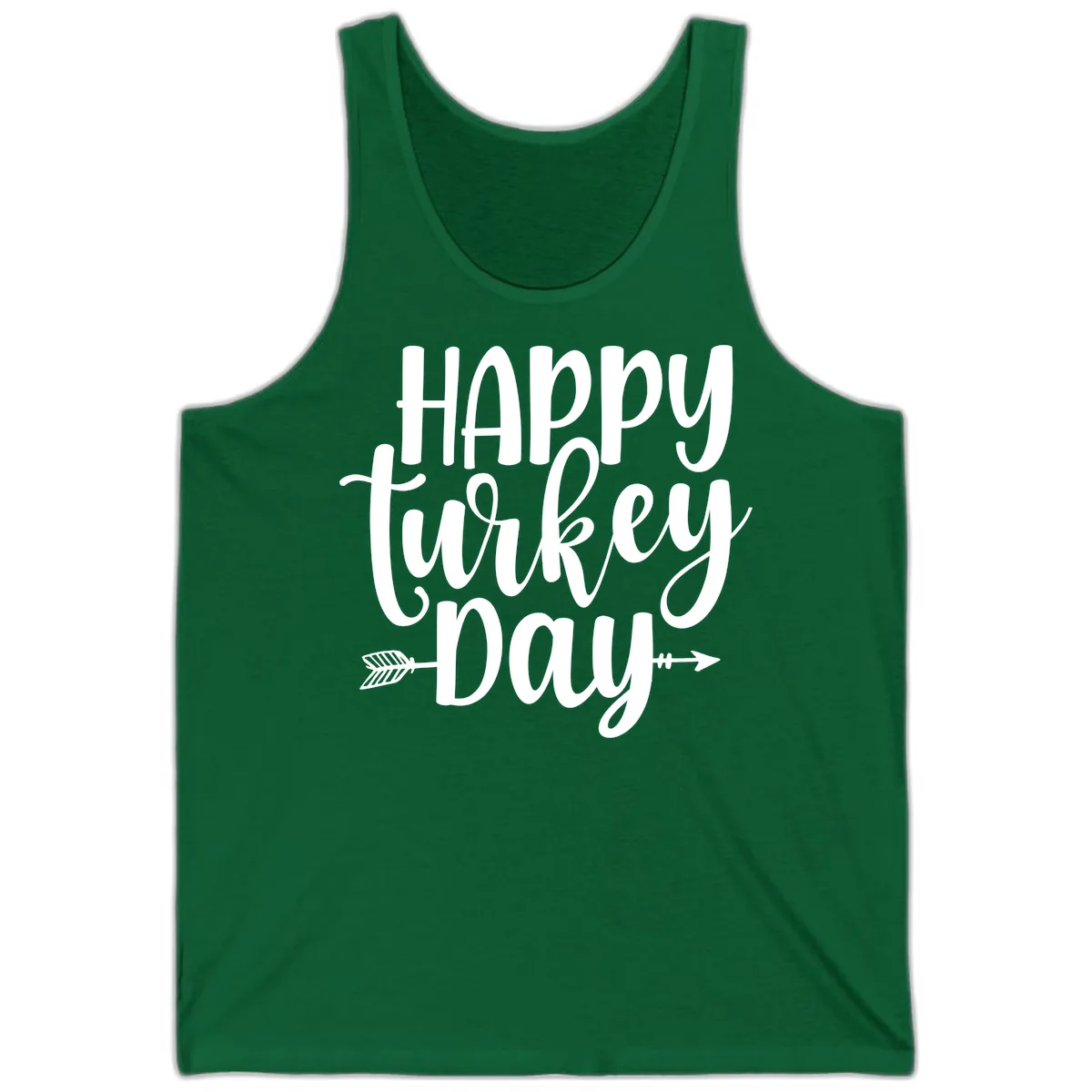 Happy Turkey Day Script Lettering Tank in Kelly