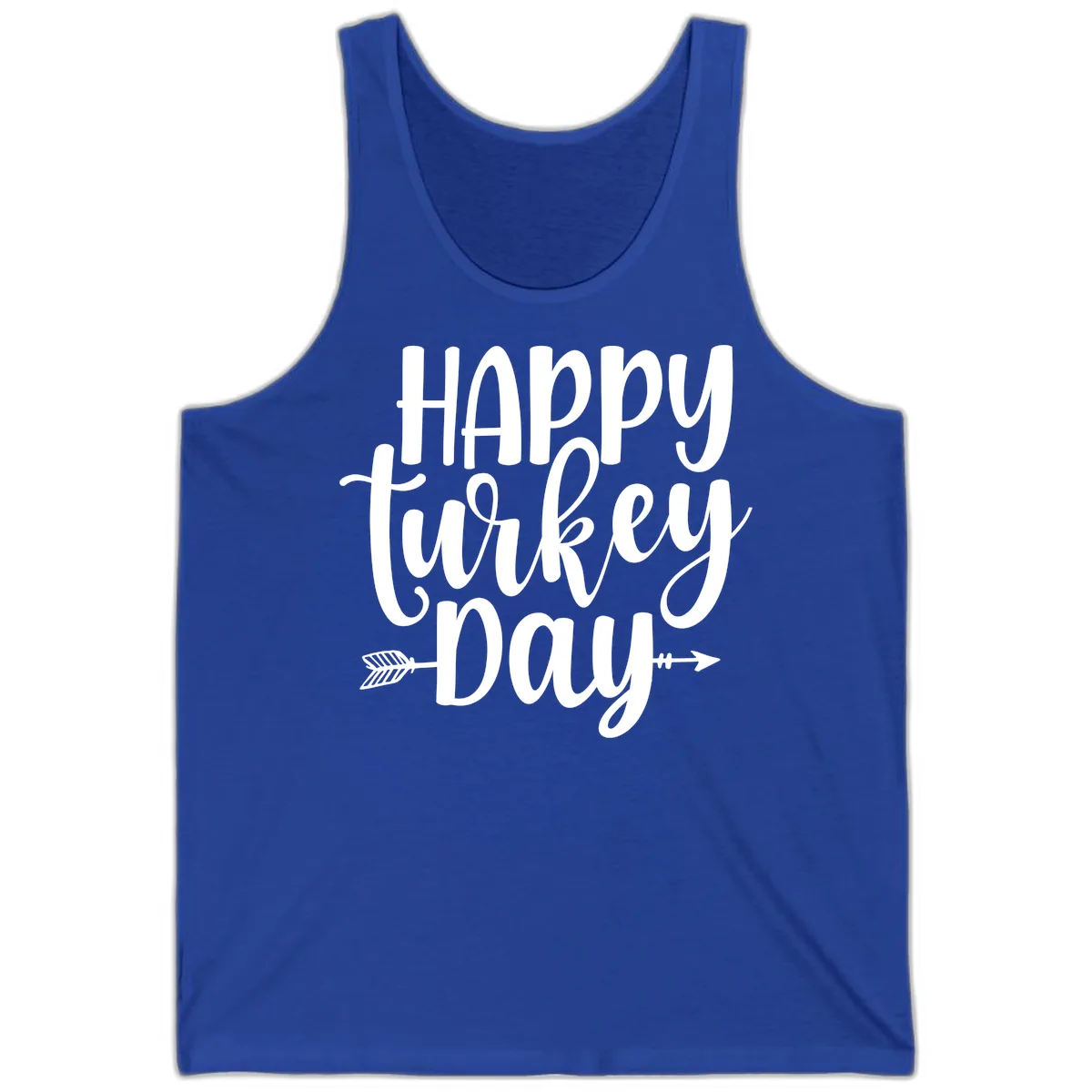 Happy Turkey Day Script Lettering Tank in True Royal