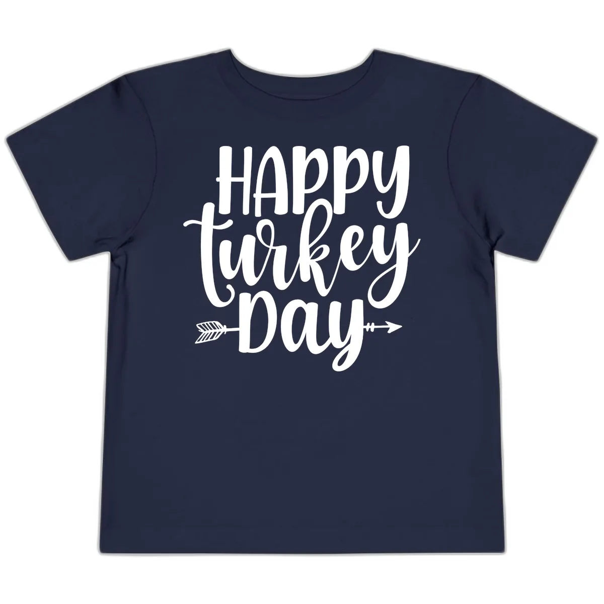 Happy Turkey Day Script Lettering Toddler T-Shirt in Navy