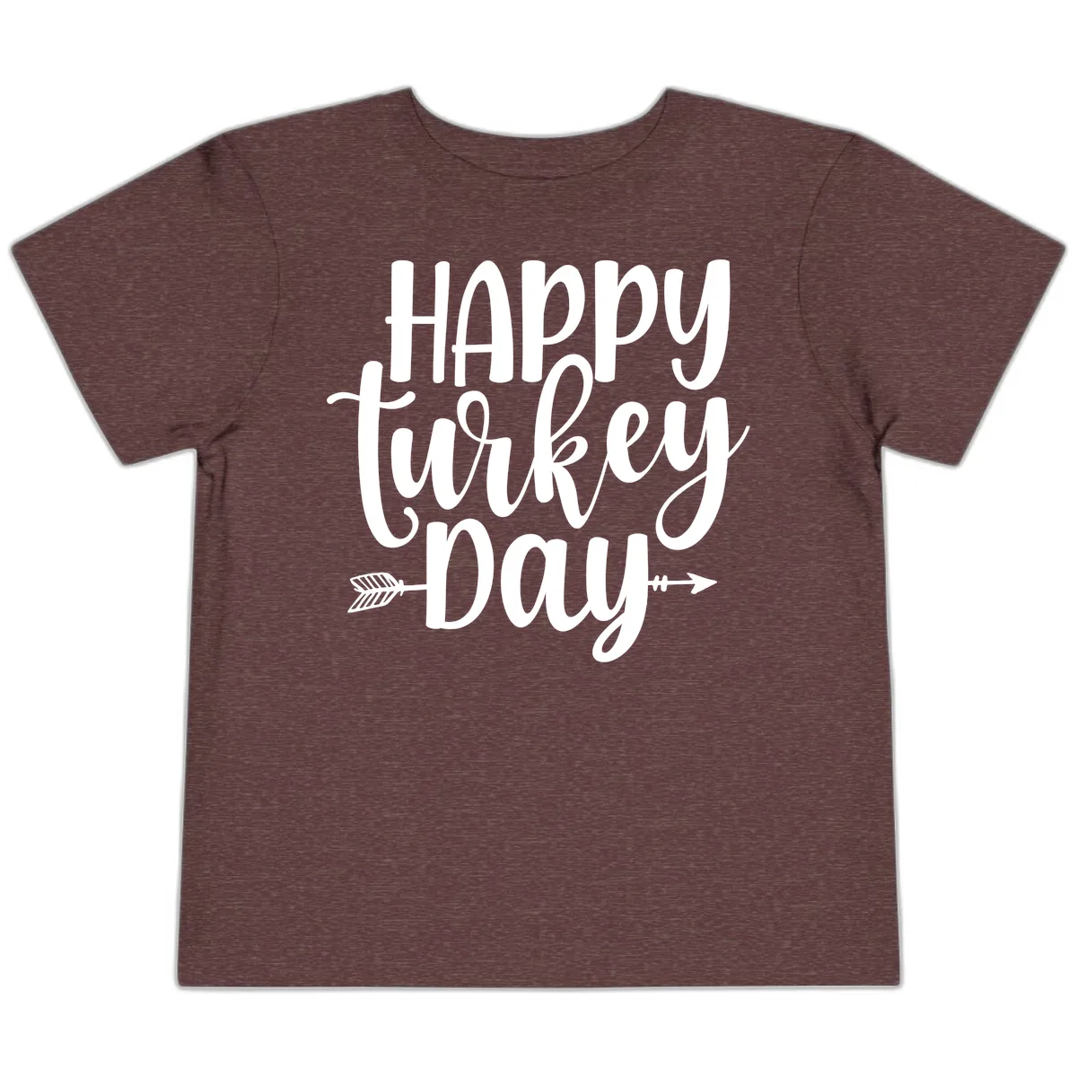 Happy Turkey Day Script Lettering Toddler T-Shirt in Heather Maroon