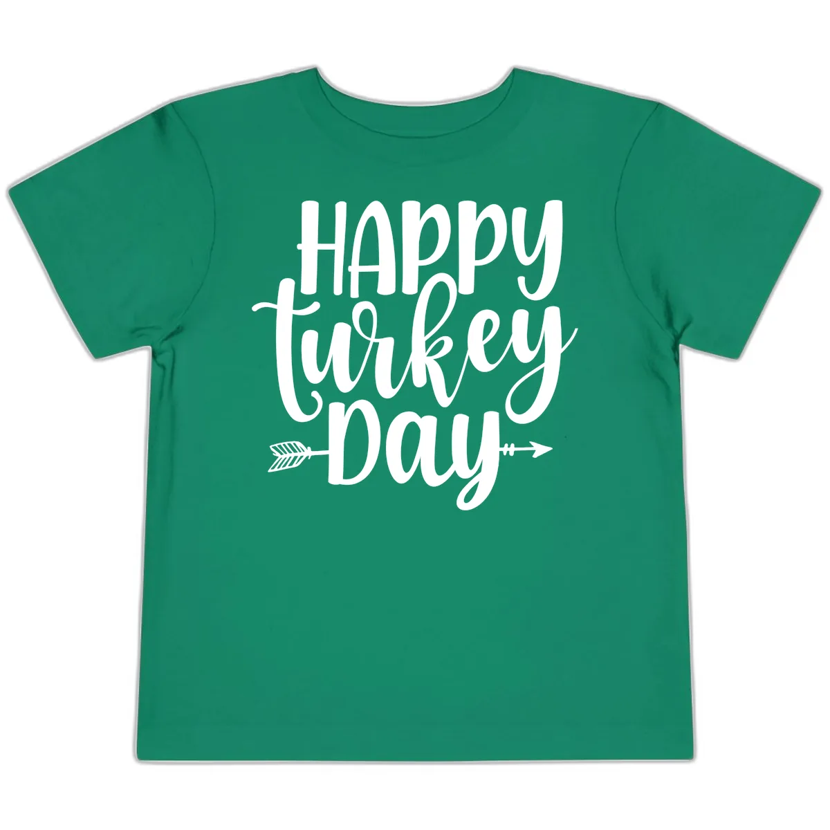 Happy Turkey Day Script Lettering Toddler T-Shirt in Kelly
