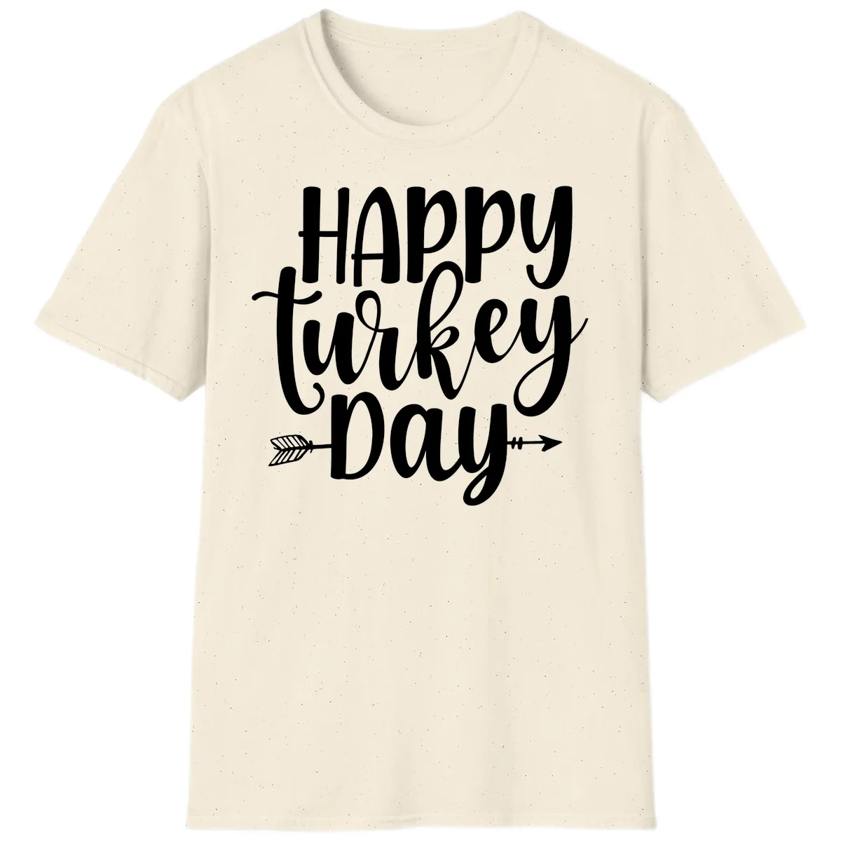 Happy Turkey Day Script Lettering T-Shirt in Natural