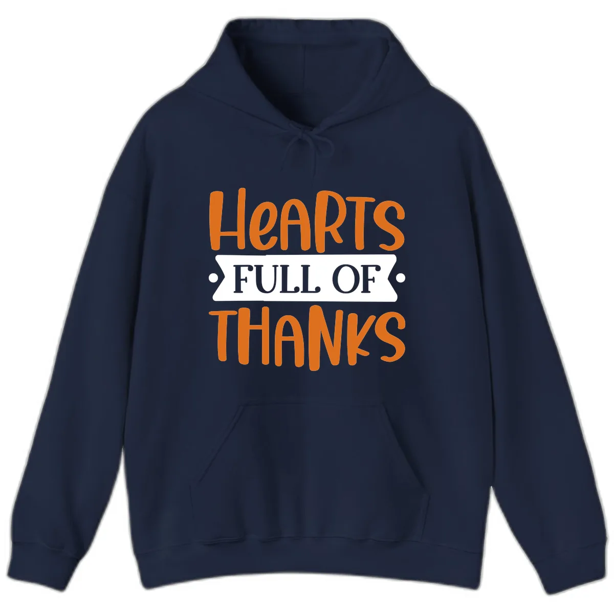 Hearts Full Of Thanks Thanksgiving Design Hoodie in Navy