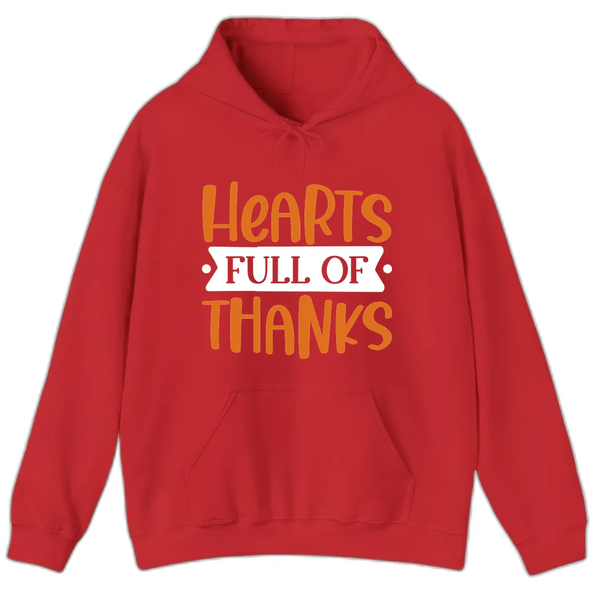 Hearts Full Of Thanks Thanksgiving Design Hoodie in Red