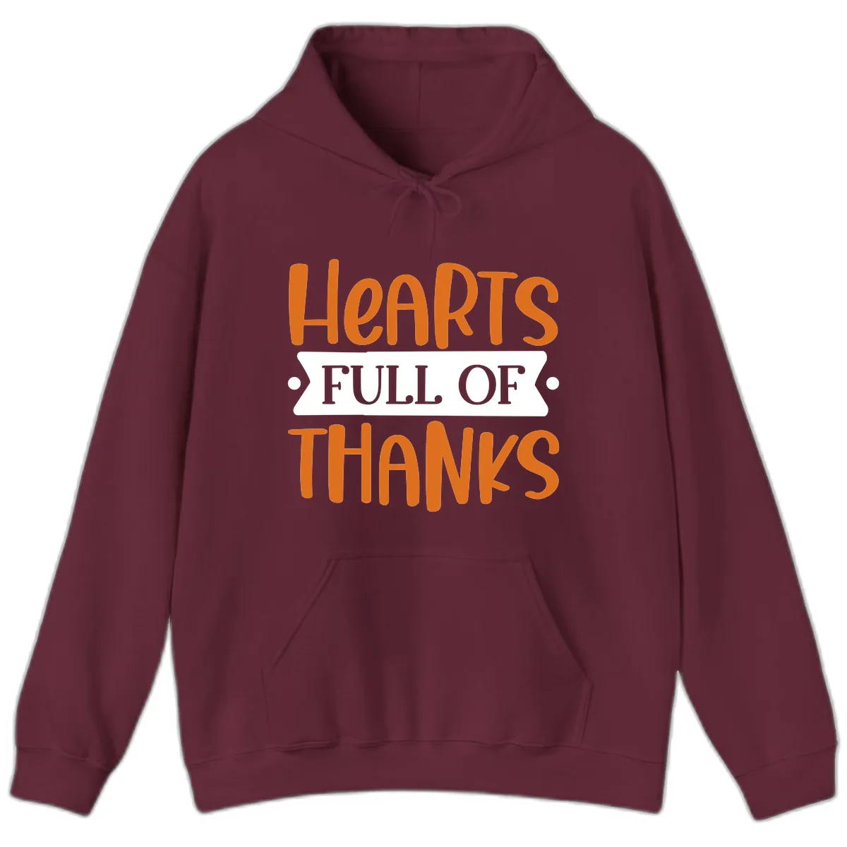 Hearts Full Of Thanks Thanksgiving Design Hoodie in Maroon