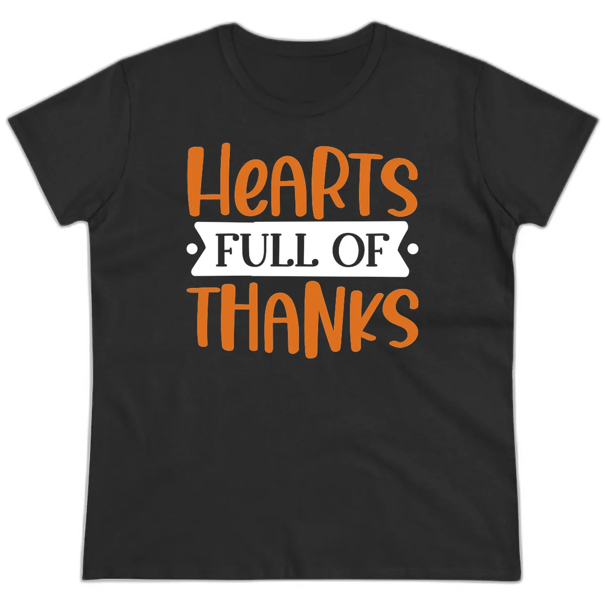 Hearts Full Of Thanks Thanksgiving Design Ladies Tee in Black