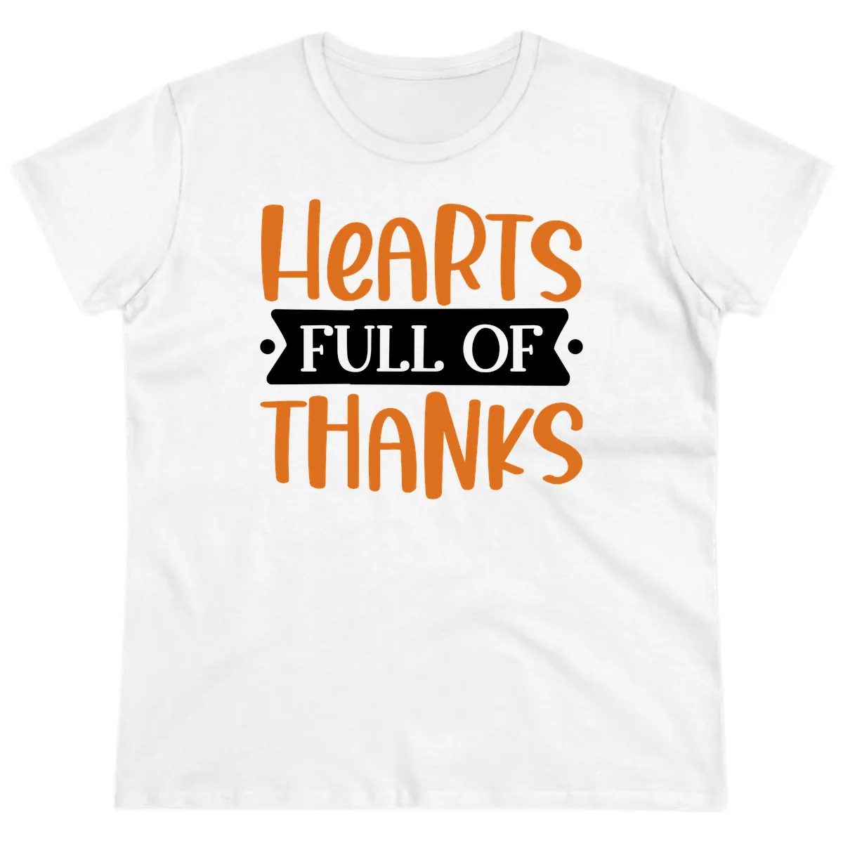 Hearts Full Of Thanks Thanksgiving Design Ladies Tee in White