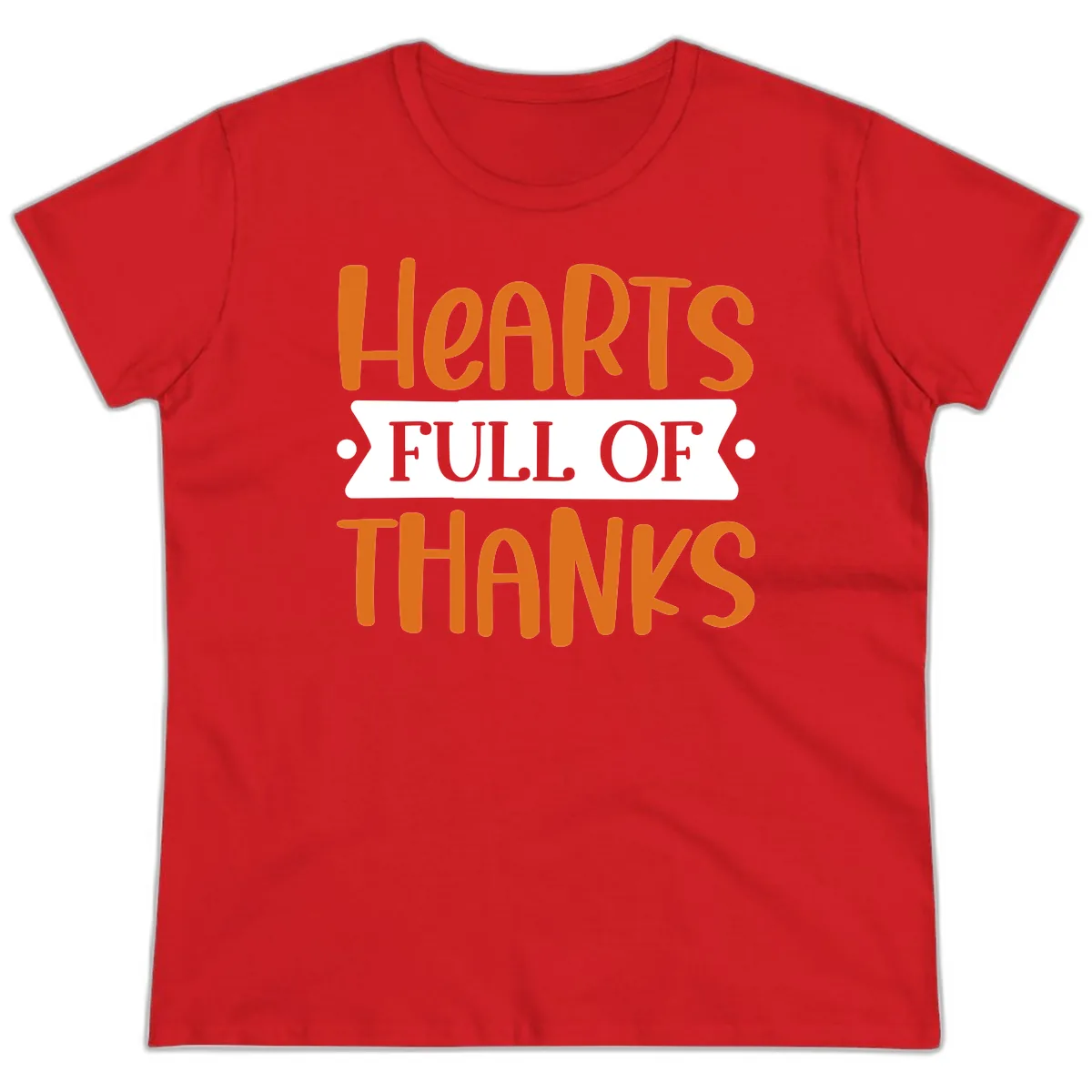 Hearts Full Of Thanks Thanksgiving Design Ladies Tee in Red