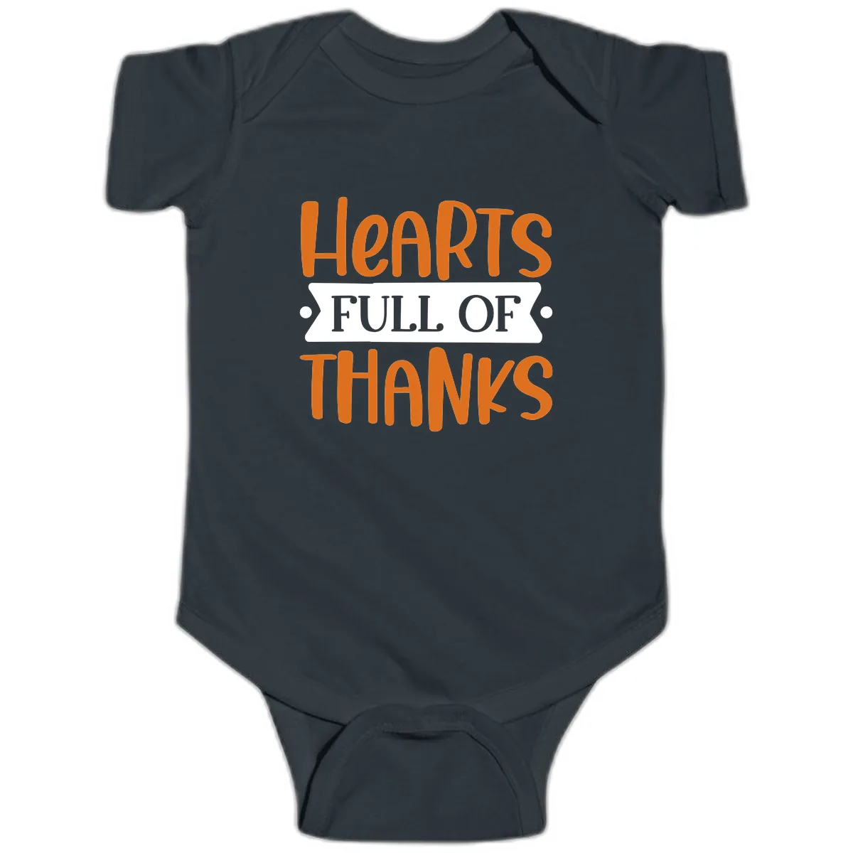 Hearts Full Of Thanks Thanksgiving Design Baby Onesie in Black