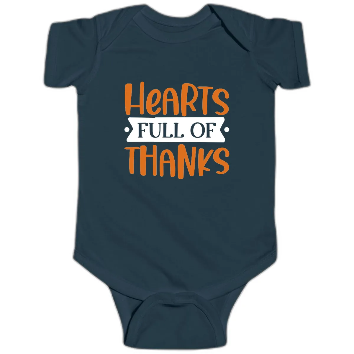 Hearts Full Of Thanks Thanksgiving Design Baby Onesie in Navy