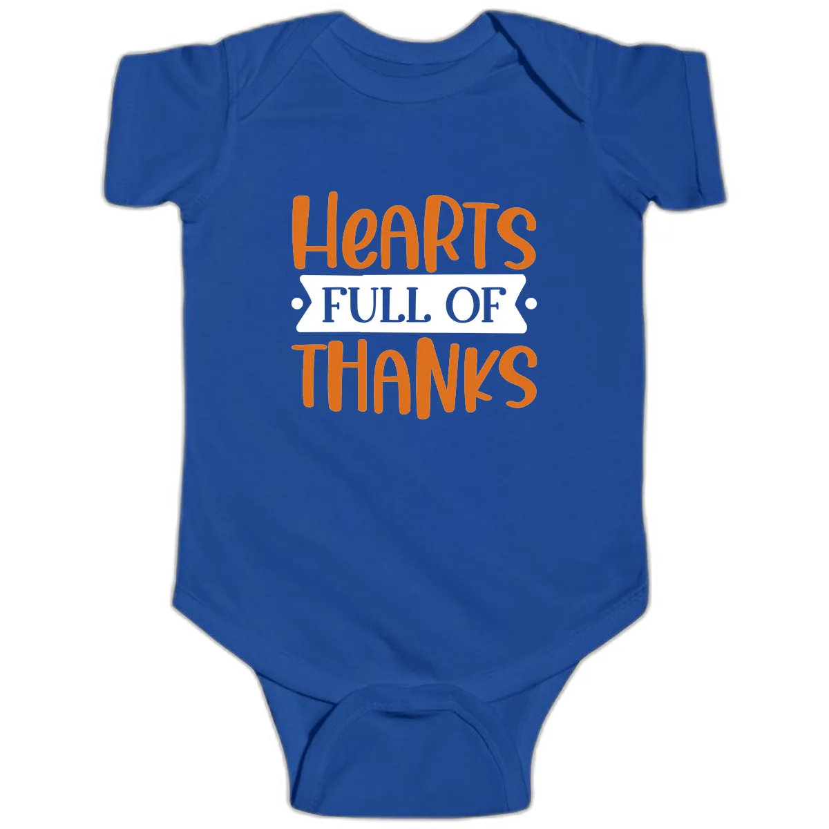 Hearts Full Of Thanks Thanksgiving Design Baby Onesie in Royal