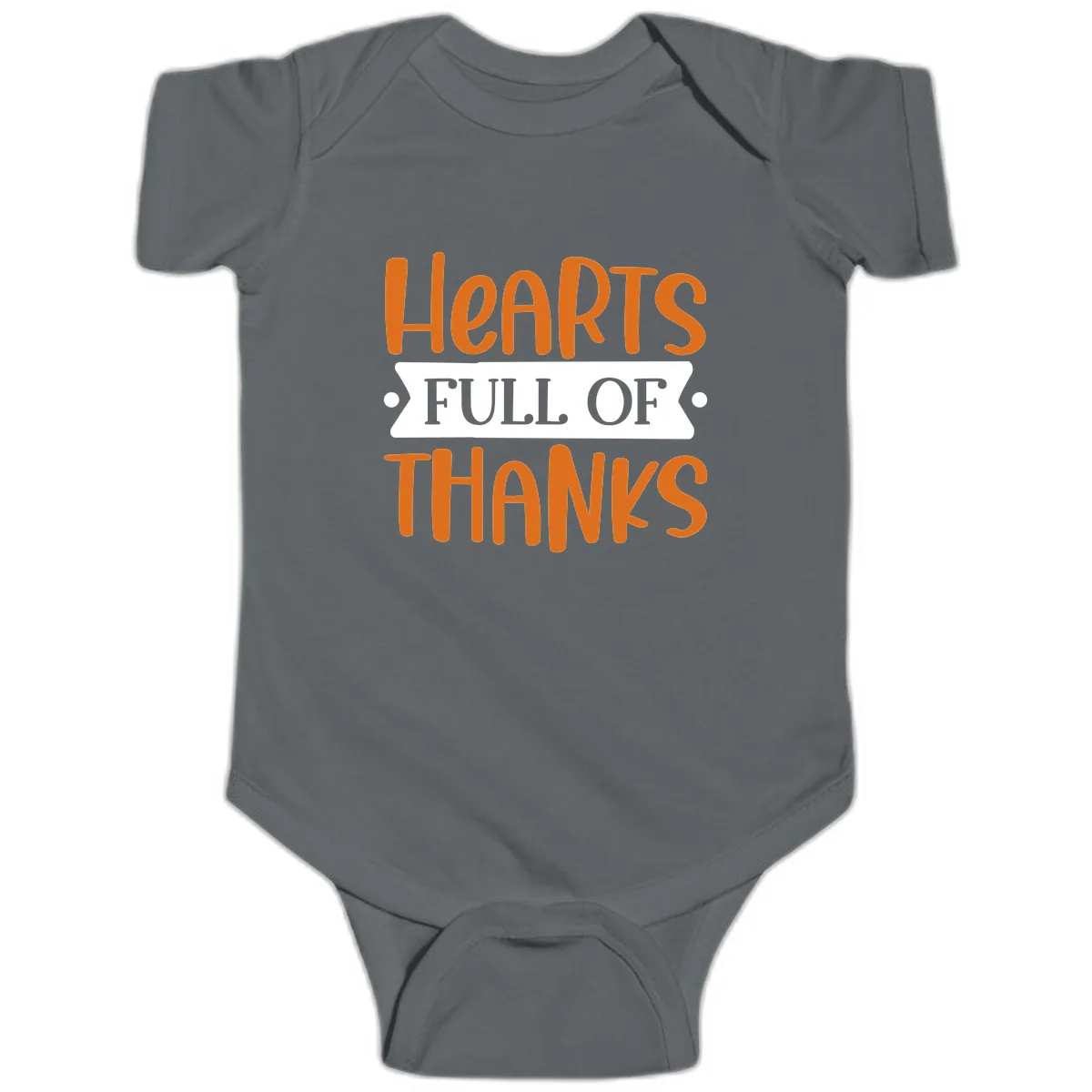 Hearts Full Of Thanks Thanksgiving Design Baby Onesie in Charcoal