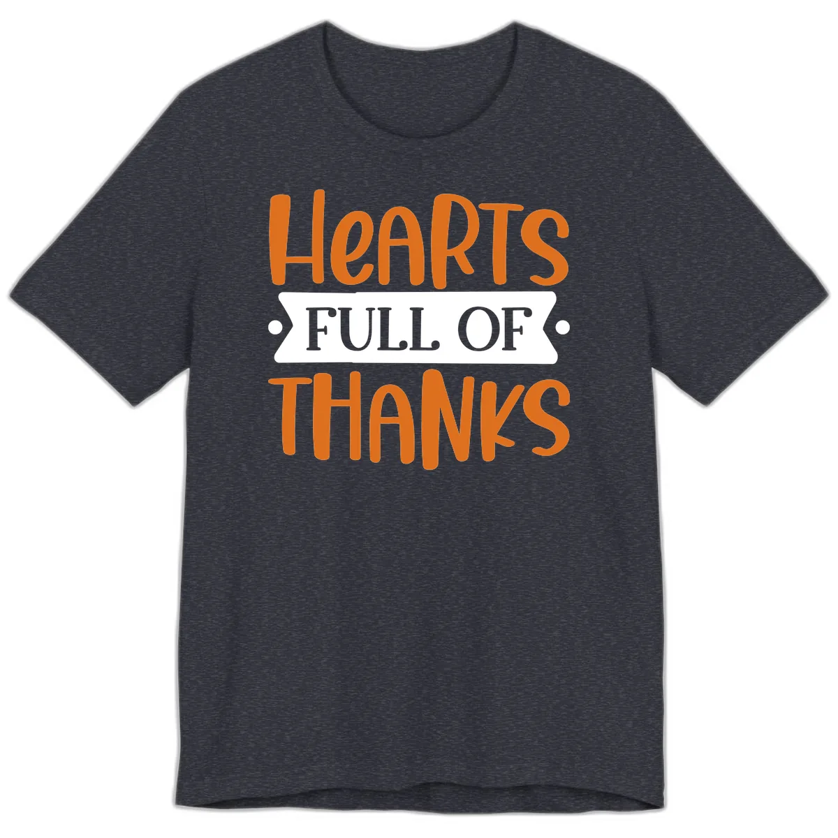 Hearts Full Of Thanks Thanksgiving Design Premium T-Shirt in Heather Navy