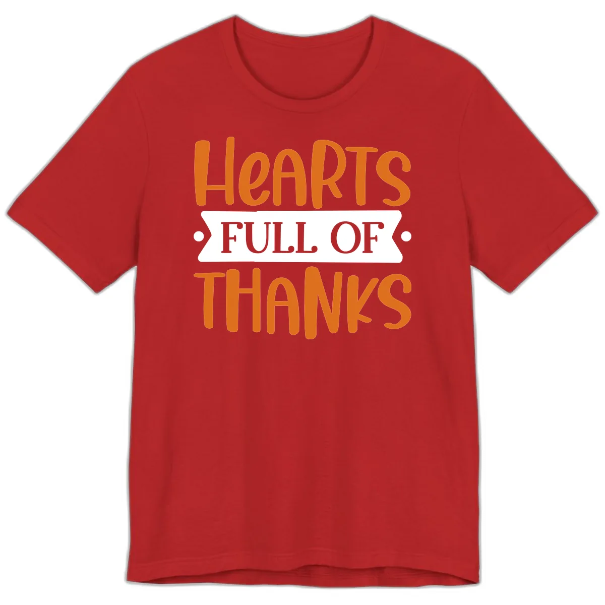 Hearts Full Of Thanks Thanksgiving Design Premium T-Shirt in Red