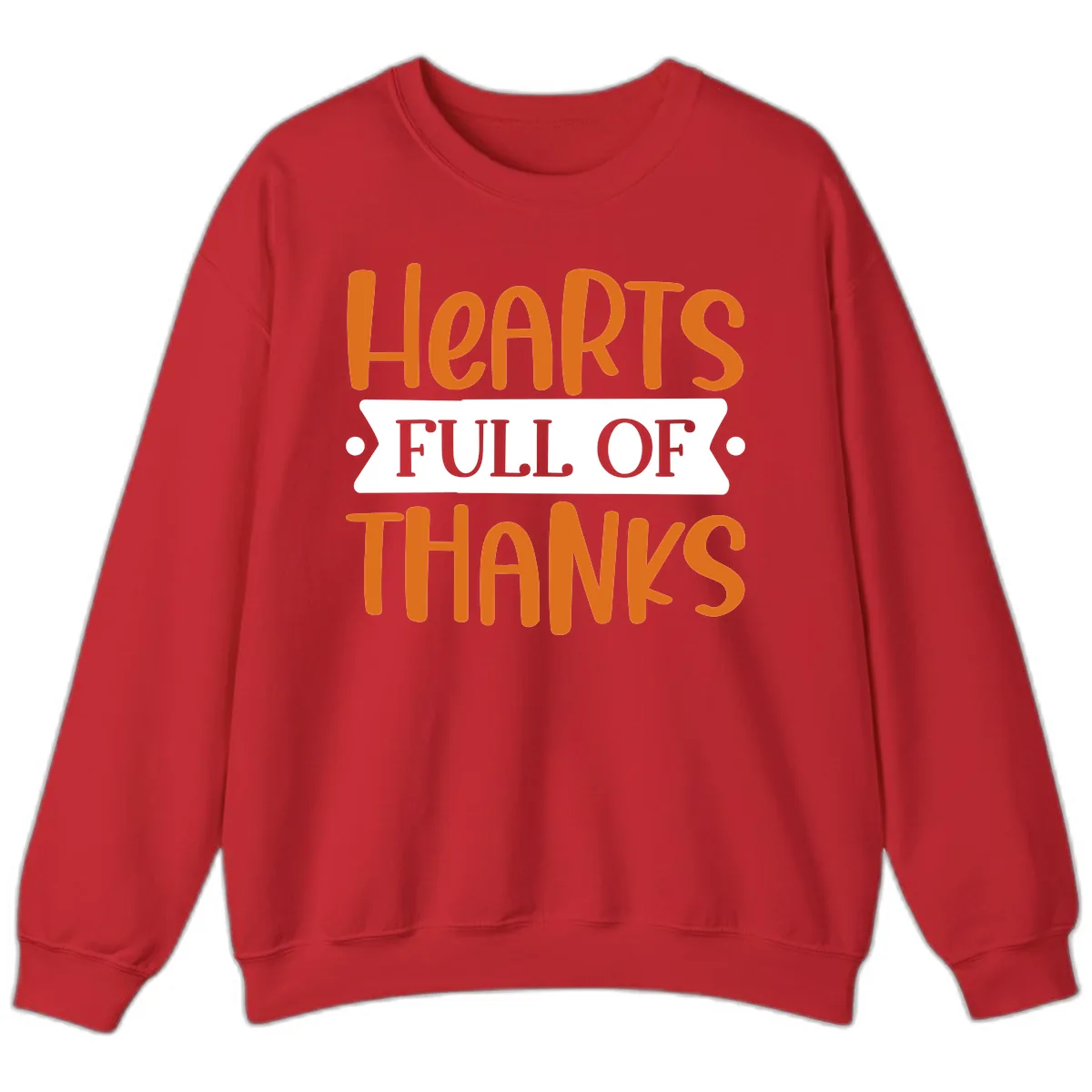 Hearts Full Of Thanks Thanksgiving Design Sweatshirt in Red