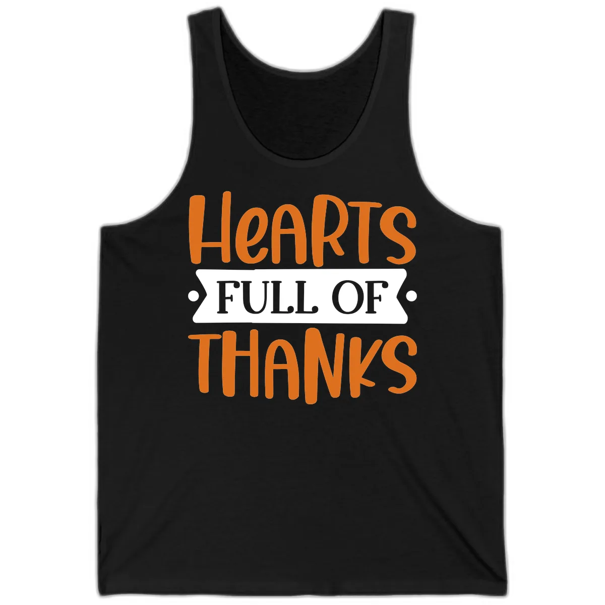 Hearts Full Of Thanks Thanksgiving Design Tank in Black