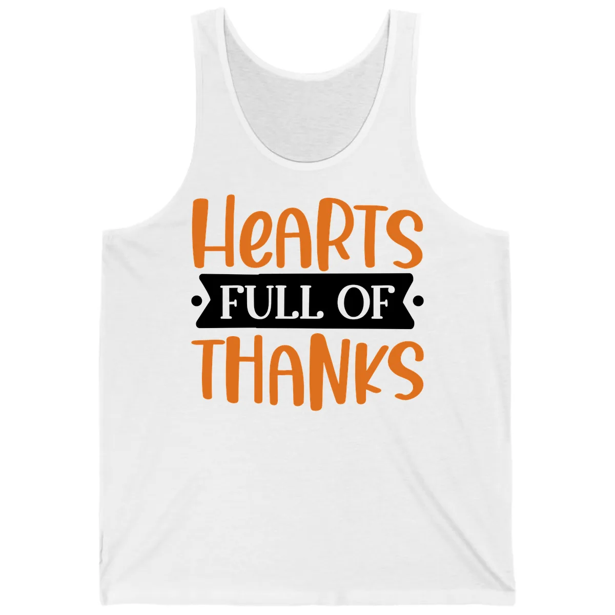 Hearts Full Of Thanks Thanksgiving Design Tank in White