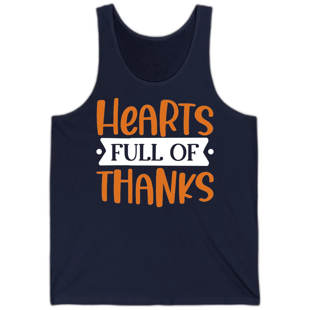 Hearts Full Of Thanks Thanksgiving Design Tank in Navy