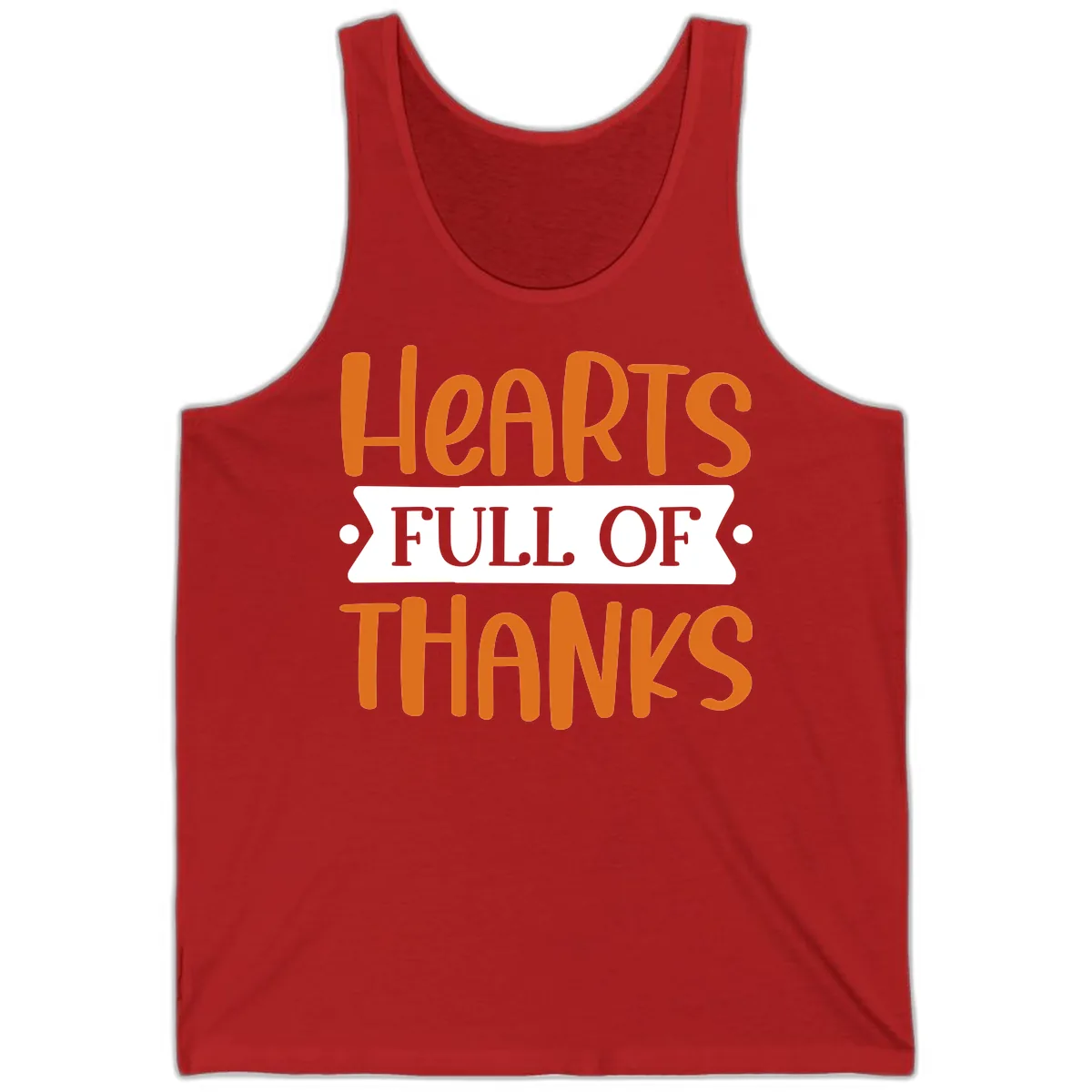 Hearts Full Of Thanks Thanksgiving Design Tank in Red