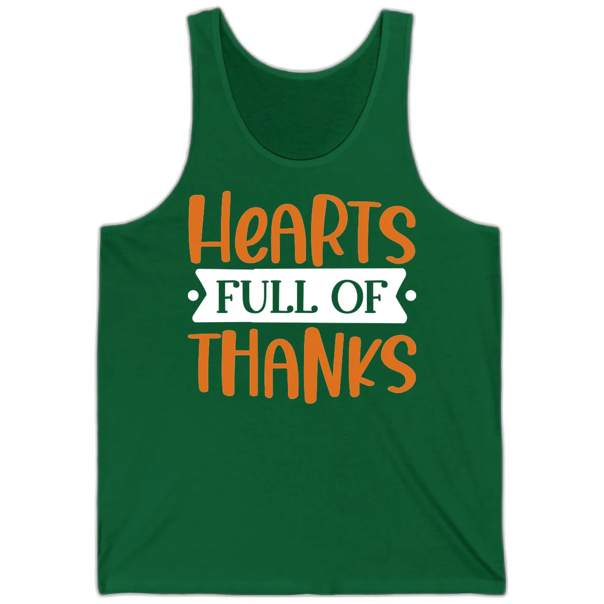 Hearts Full Of Thanks Thanksgiving Design Tank in Kelly