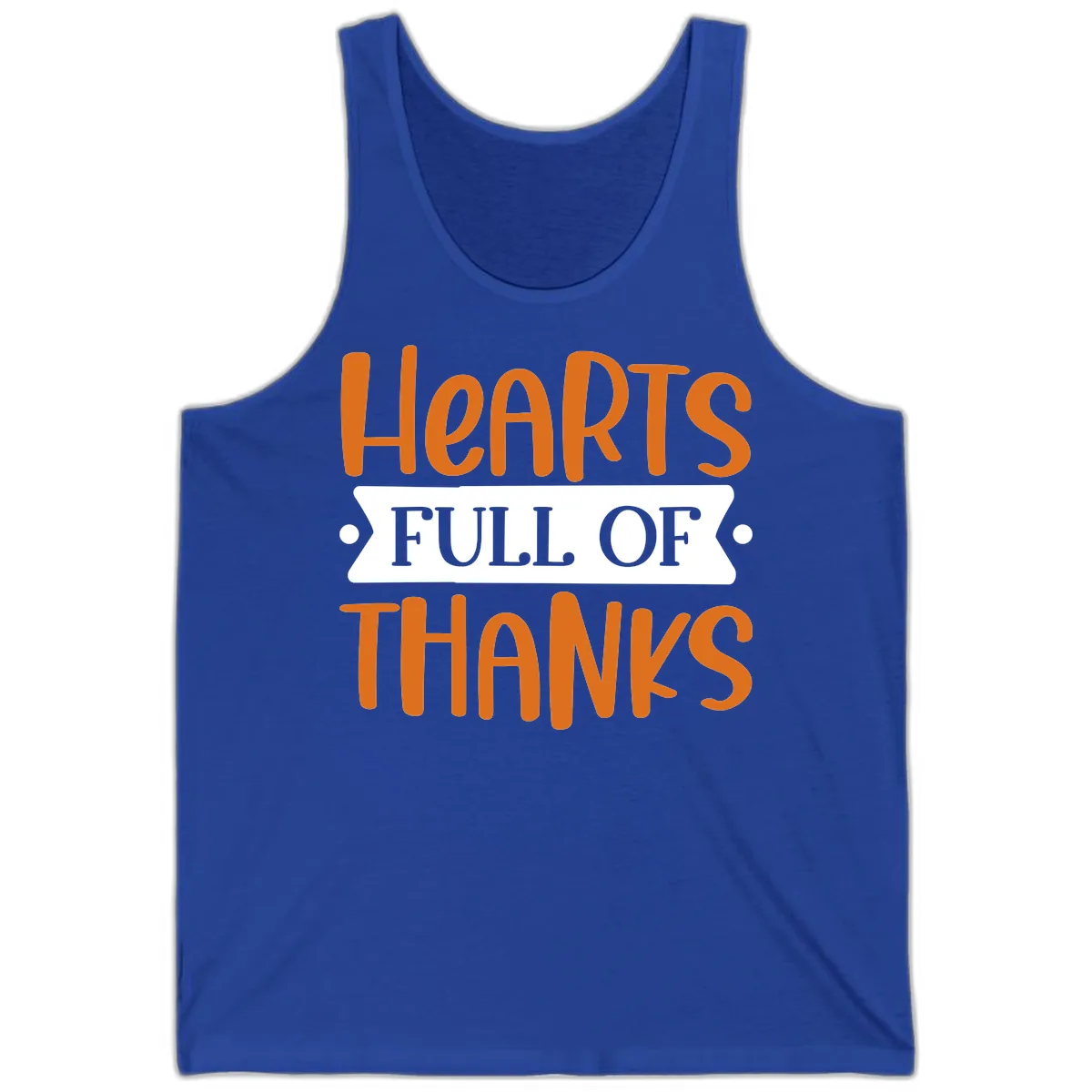 Hearts Full Of Thanks Thanksgiving Design Tank in True Royal
