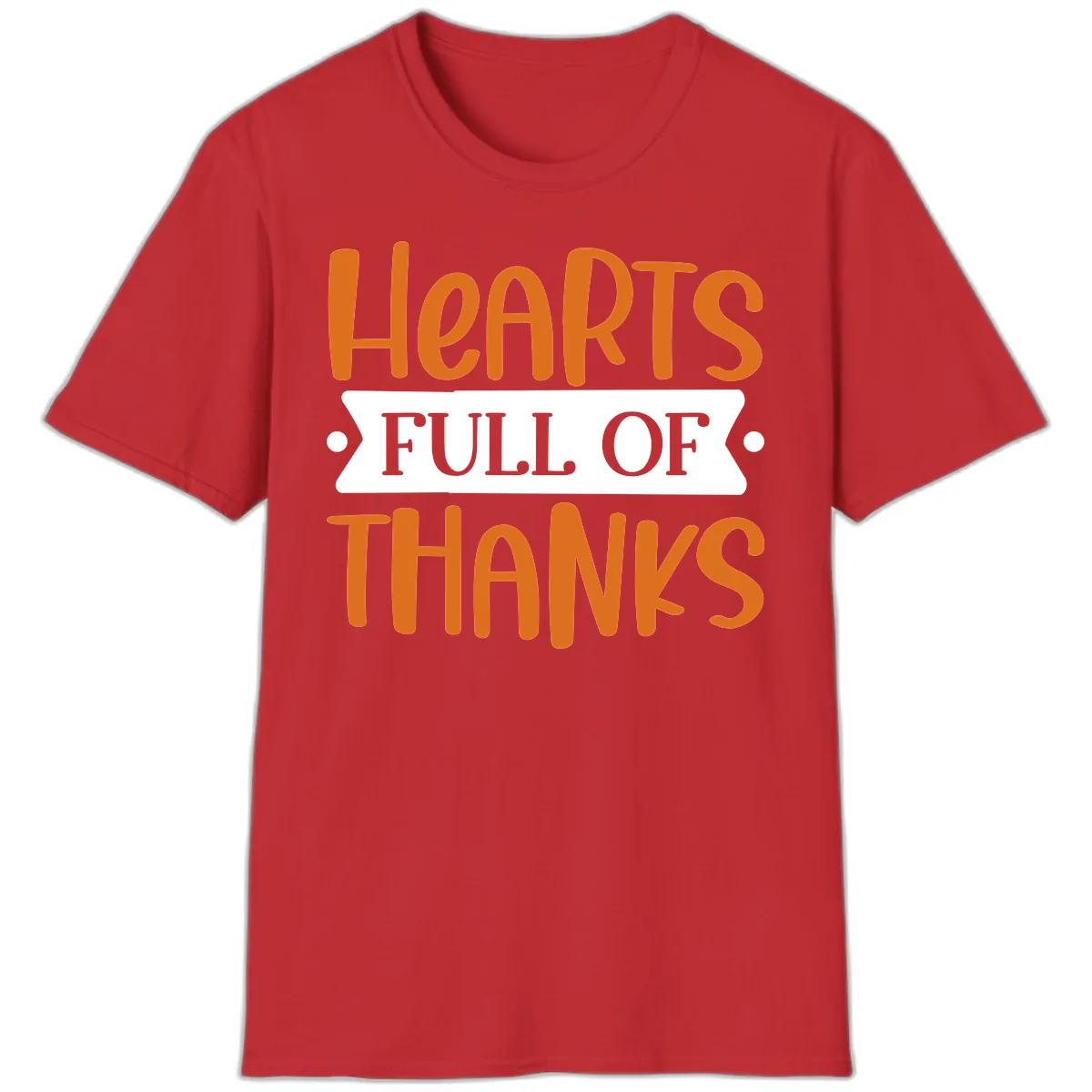 Hearts Full Of Thanks Thanksgiving Design T-Shirt in Red