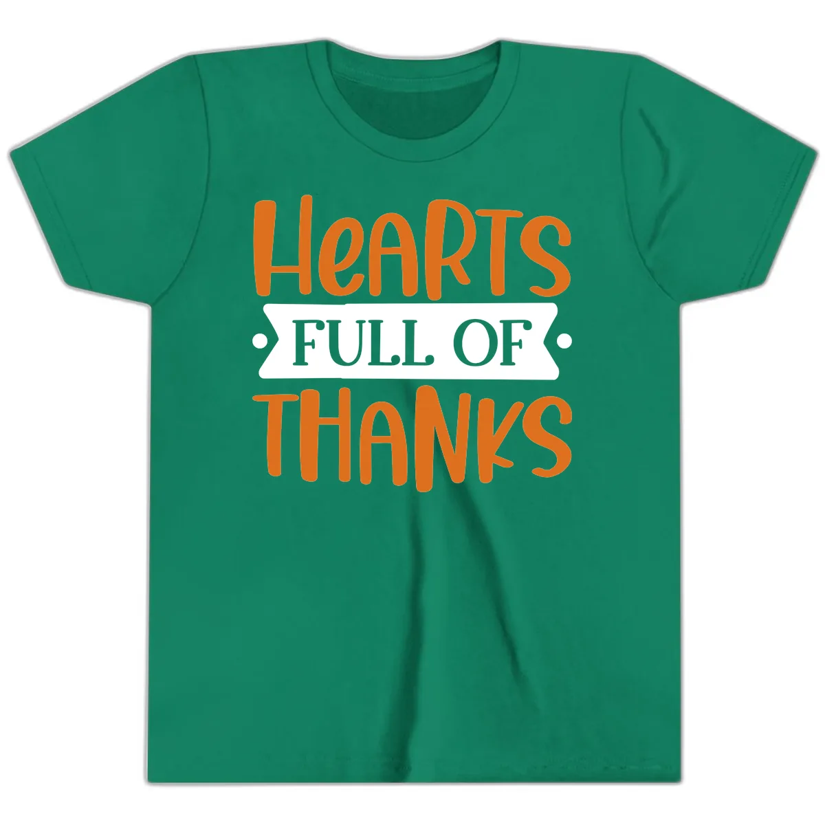 Hearts Full Of Thanks Thanksgiving Design Youth T-Shirt in Kelly