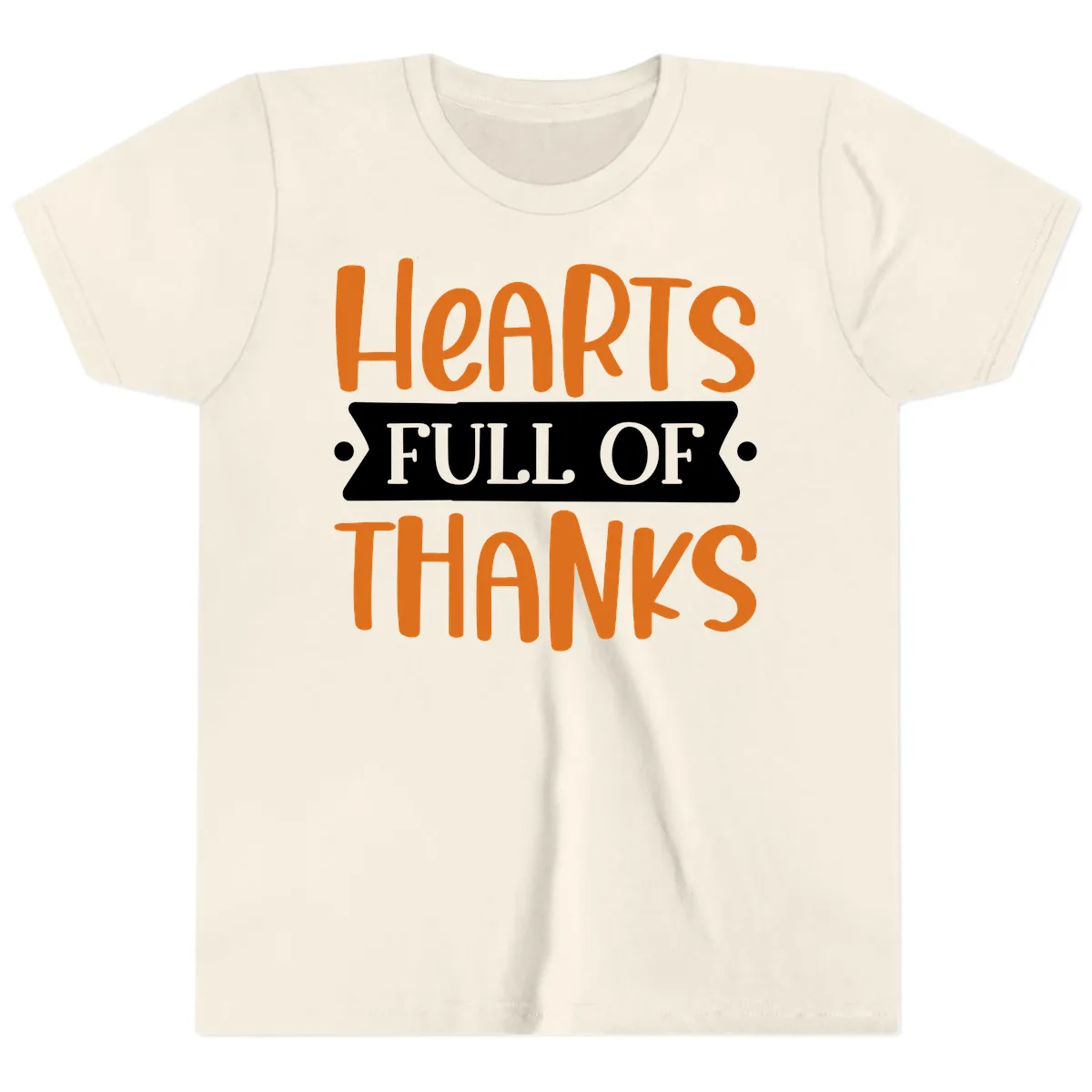 Hearts Full Of Thanks Thanksgiving Design Youth T-Shirt in Natural