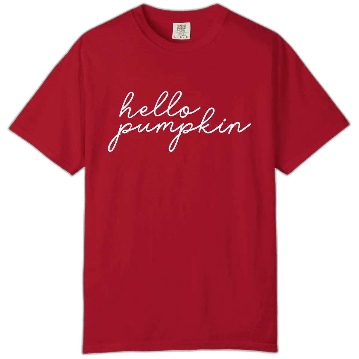 Hello Pumpkin Script Design Comfort Color in Red