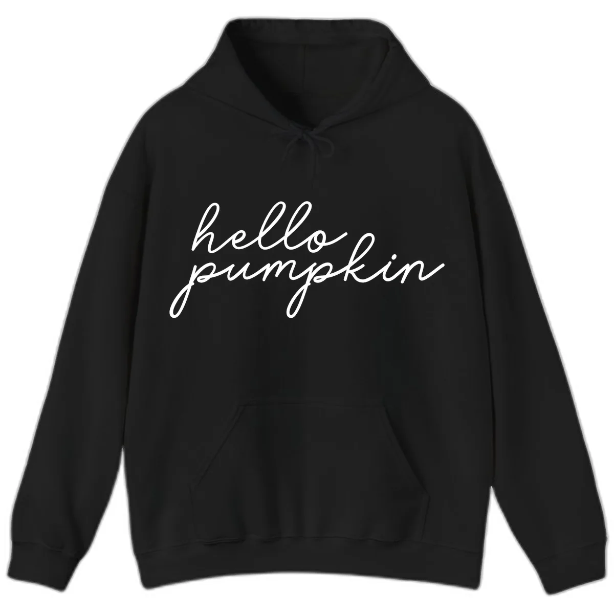 Hello Pumpkin Script Design Hoodie in Black
