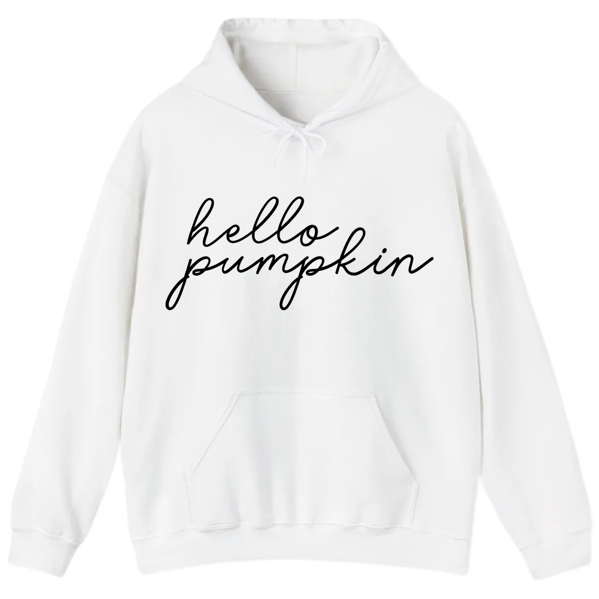 Hello Pumpkin Script Design Hoodie in White