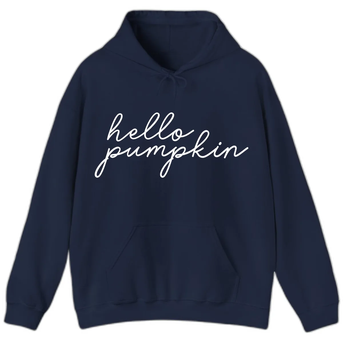 Hello Pumpkin Script Design Hoodie in Navy